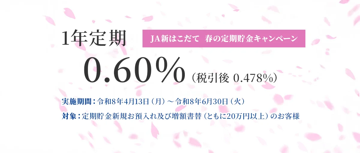 1年定期　0.60%（税引後 0.478%）